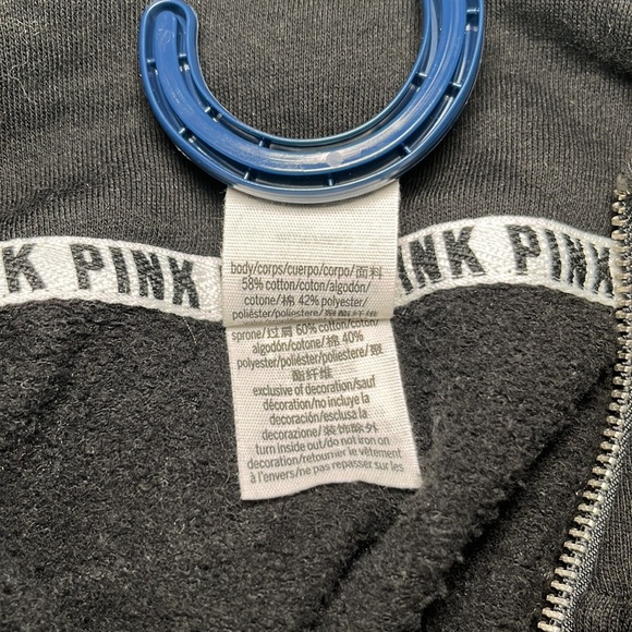 PINK Victoria's Secret 1/4 Zip Pullover Sweatshirt Black Gray Size Medium - Picture 10 of 10